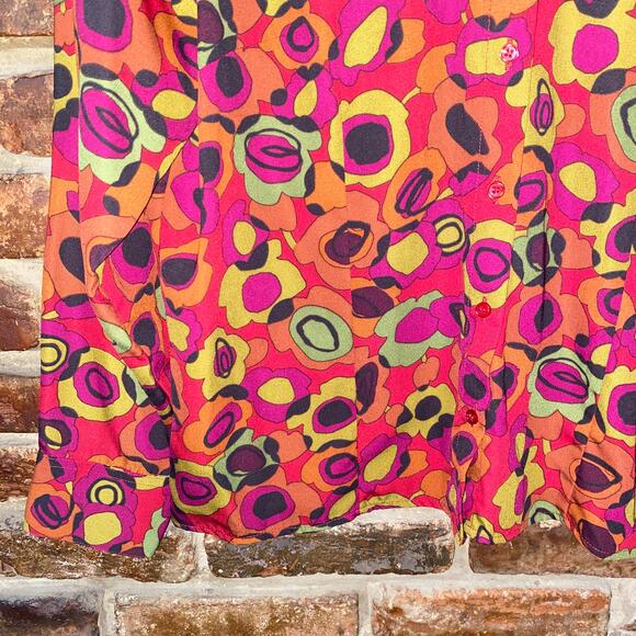 Preston & York Abstract Floral Multicolored Button Down Top Women's Size 14P - Picture 3 of 5